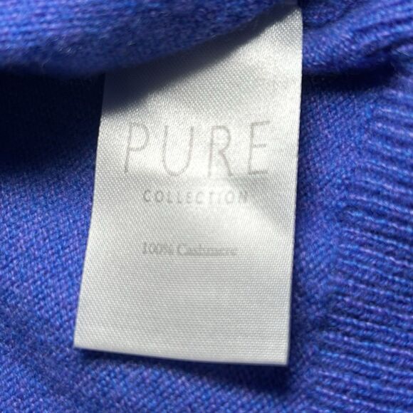 Pure Collection 100% cashmere blue V-neck sweater, Women's Size 6, Preppy - Picture 5 of 6